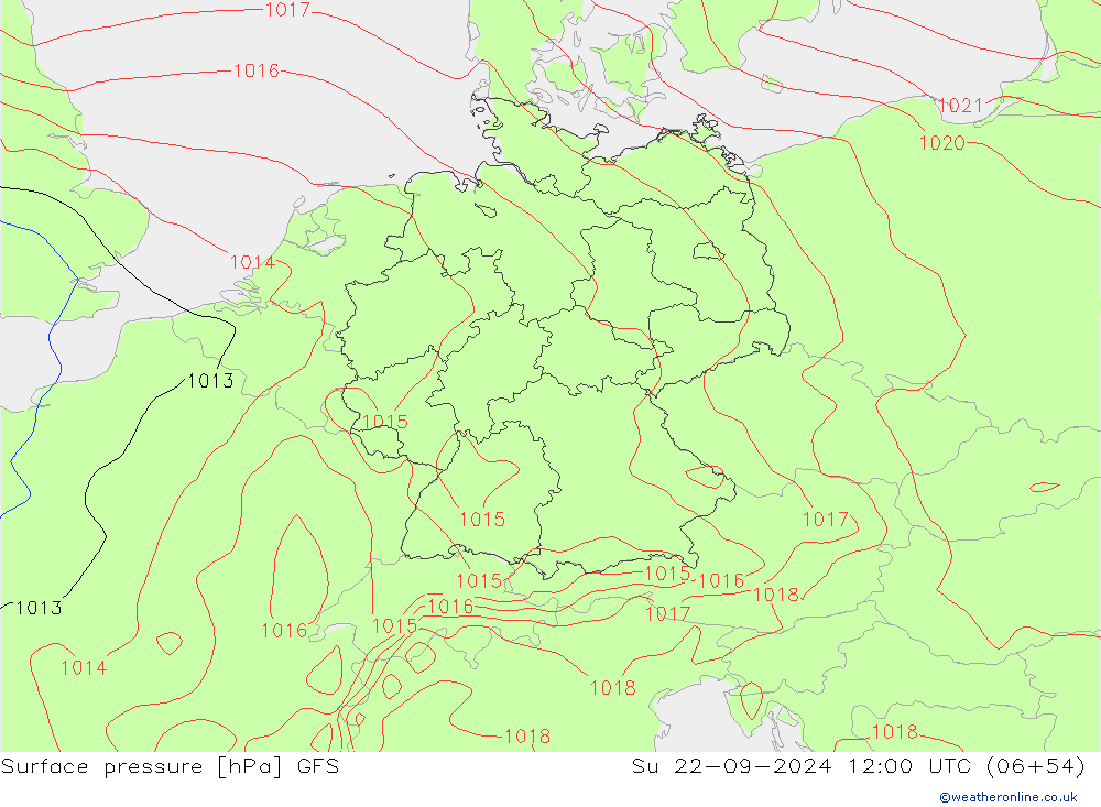 Pressione al suolo GFS dom 22.09.2024 12 UTC