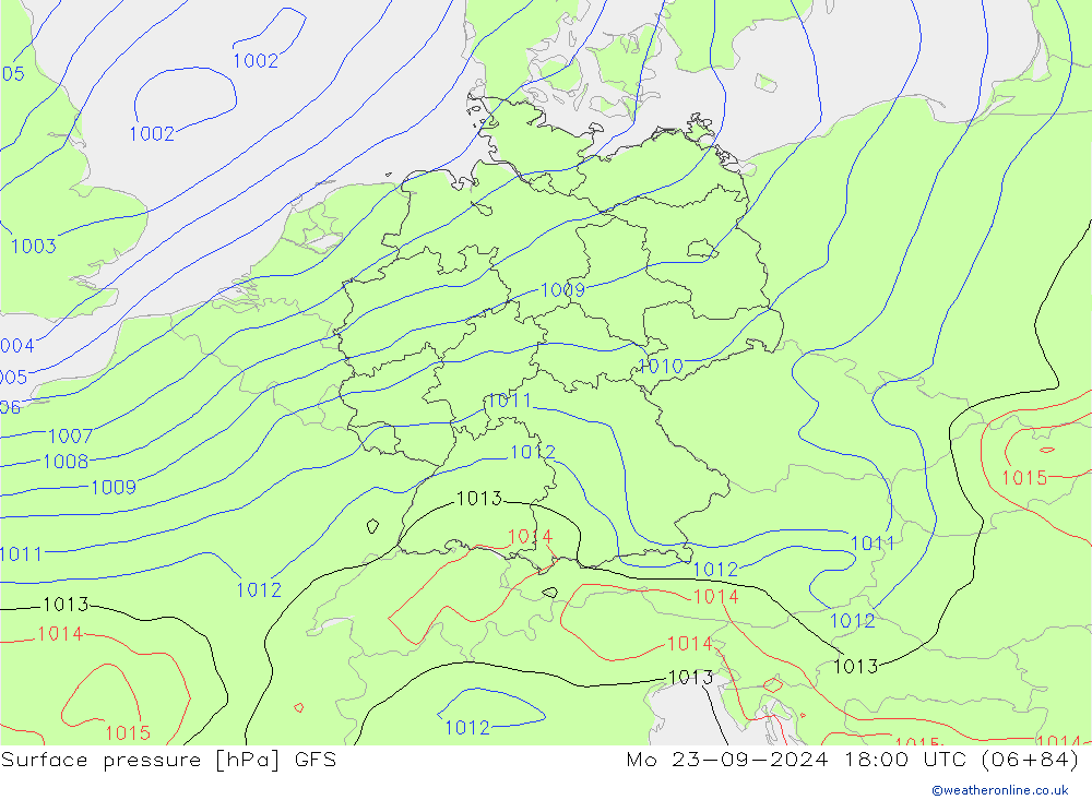 Bodendruck GFS Mo 23.09.2024 18 UTC