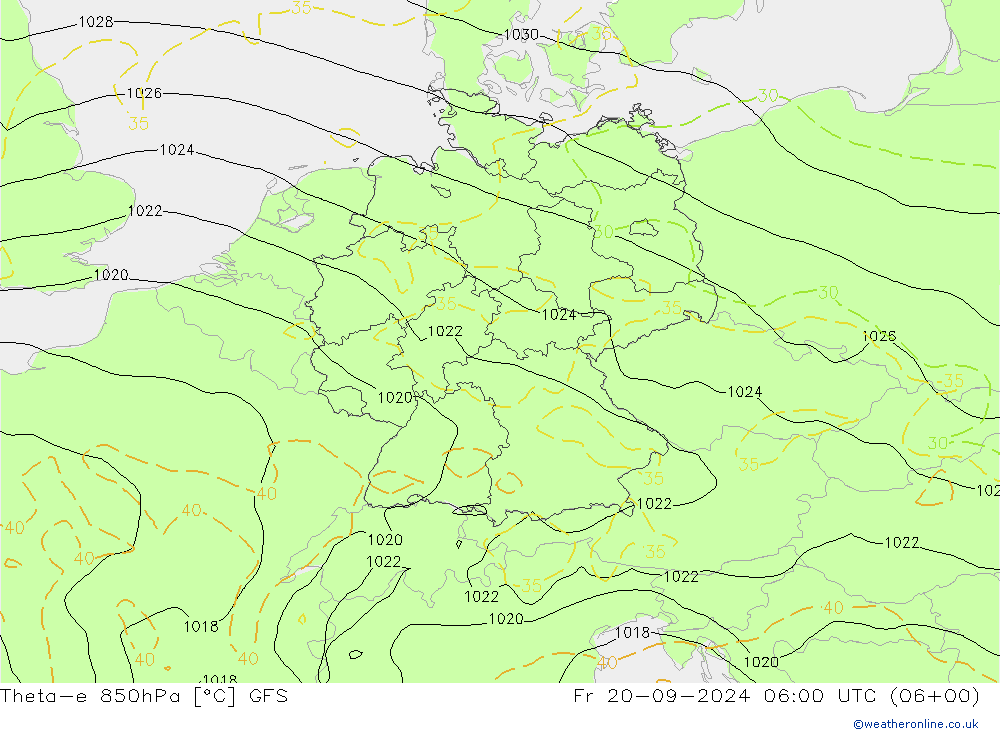 Theta-e 850hPa GFS 九月 2024