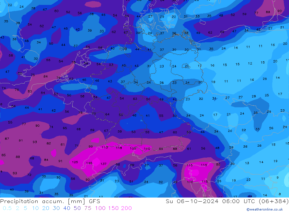 Precipitation accum. GFS nie. 06.10.2024 06 UTC