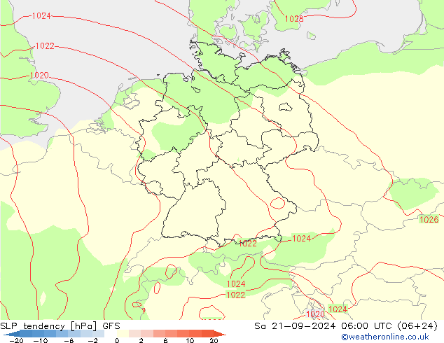 SLP tendency GFS Sa 21.09.2024 06 UTC