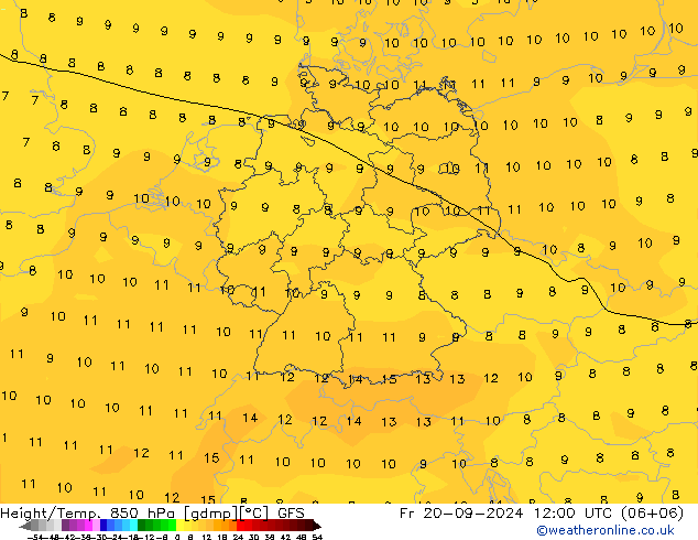 Z500/Rain (+SLP)/Z850 GFS Pá 20.09.2024 12 UTC