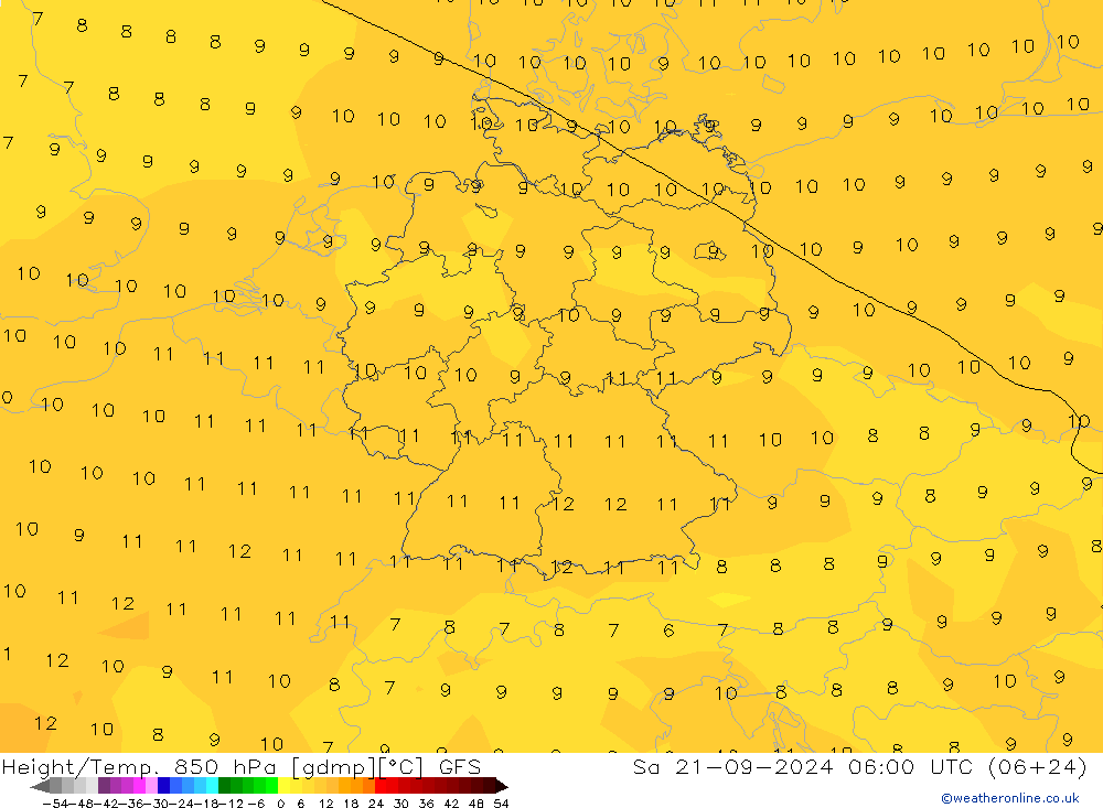 Z500/Rain (+SLP)/Z850 GFS Sa 21.09.2024 06 UTC