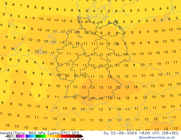 Géop./Temp. 850 hPa GFS septembre 2024