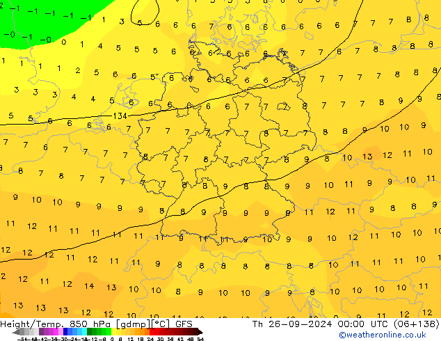 Z500/Rain (+SLP)/Z850 GFS czw. 26.09.2024 00 UTC