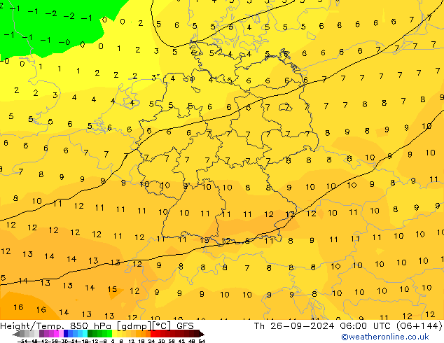 Height/Temp. 850 hPa GFS Do 26.09.2024 06 UTC