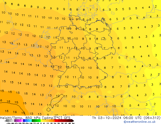 Z500/Rain (+SLP)/Z850 GFS чт 03.10.2024 06 UTC