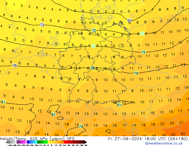 Height/Temp. 925 hPa GFS Září 2024