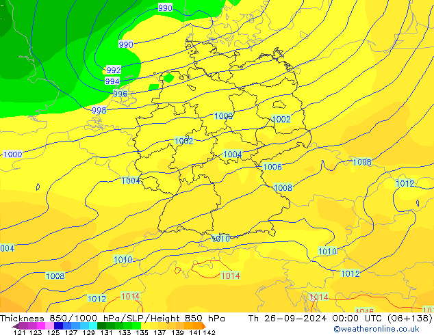 Thck 850-1000 hPa GFS Th 26.09.2024 00 UTC