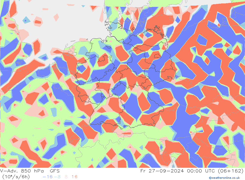 V-Adv. 850 гПа GFS пт 27.09.2024 00 UTC