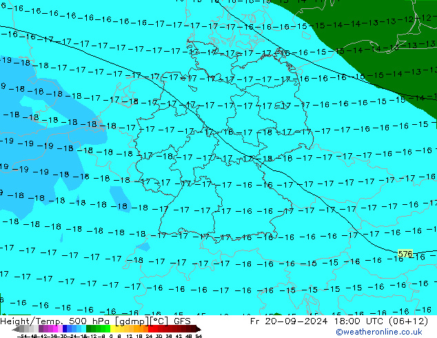 Height/Temp. 500 hPa GFS  20.09.2024 18 UTC