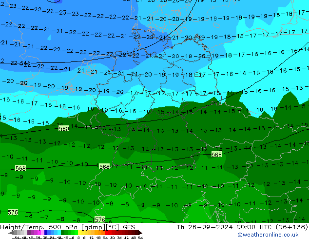 Z500/Rain (+SLP)/Z850 GFS czw. 26.09.2024 00 UTC