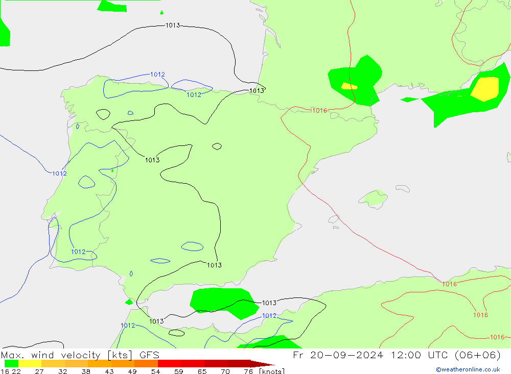 Maks. Rüzgar Hızı GFS Cu 20.09.2024 12 UTC