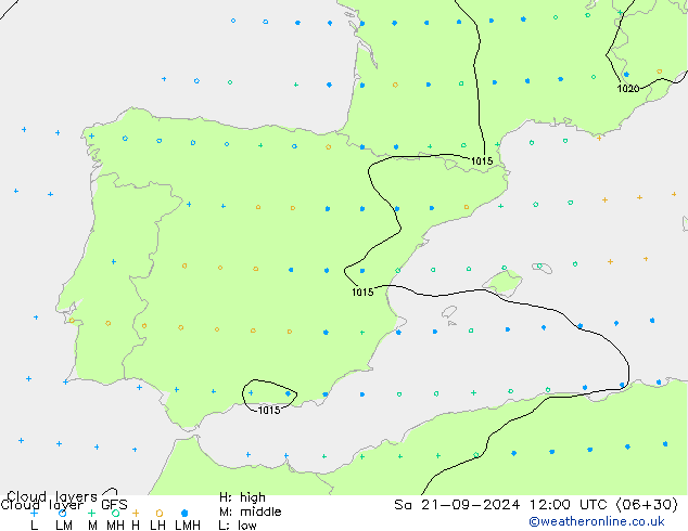 Wolkenschichten GFS Sa 21.09.2024 12 UTC