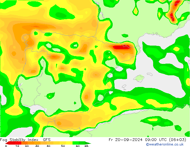 Fog Stability Index GFS ven 20.09.2024 09 UTC