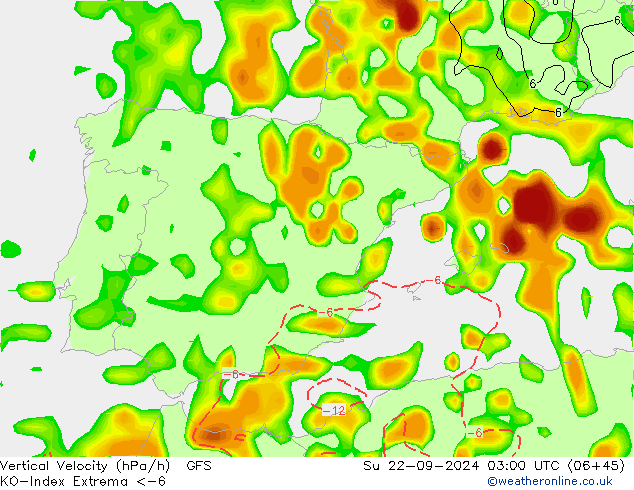 Convection-Index GFS Вс 22.09.2024 03 UTC