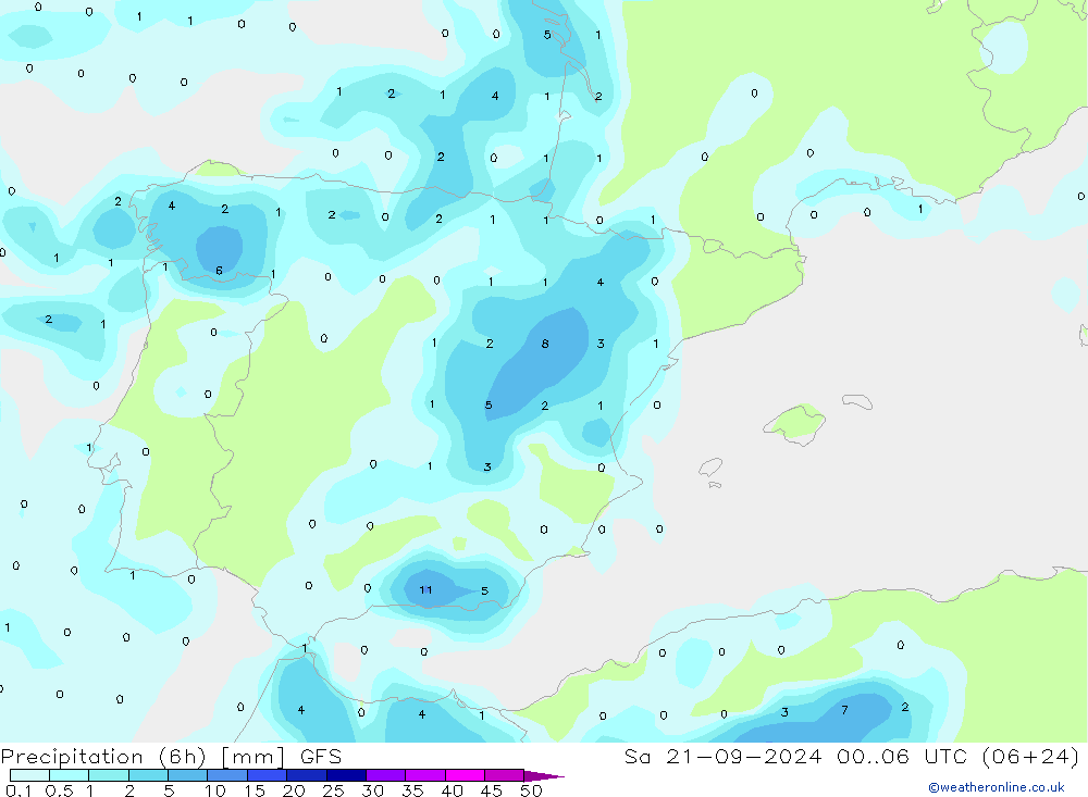 Z500/Rain (+SLP)/Z850 GFS Sa 21.09.2024 06 UTC