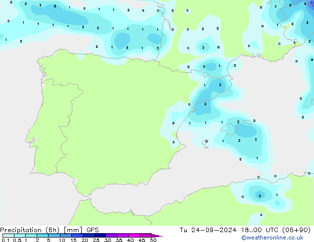 Z500/Rain (+SLP)/Z850 GFS wto. 24.09.2024 00 UTC