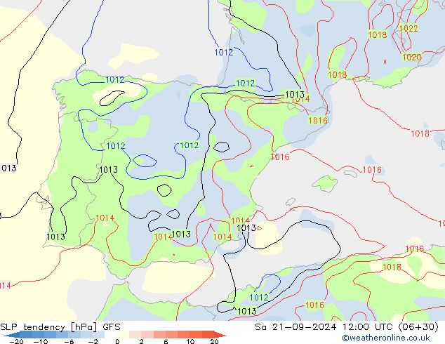 Drucktendenz GFS Sa 21.09.2024 12 UTC