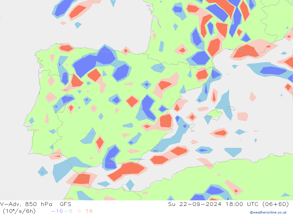 V-Adv. 850 hPa GFS zo 22.09.2024 18 UTC