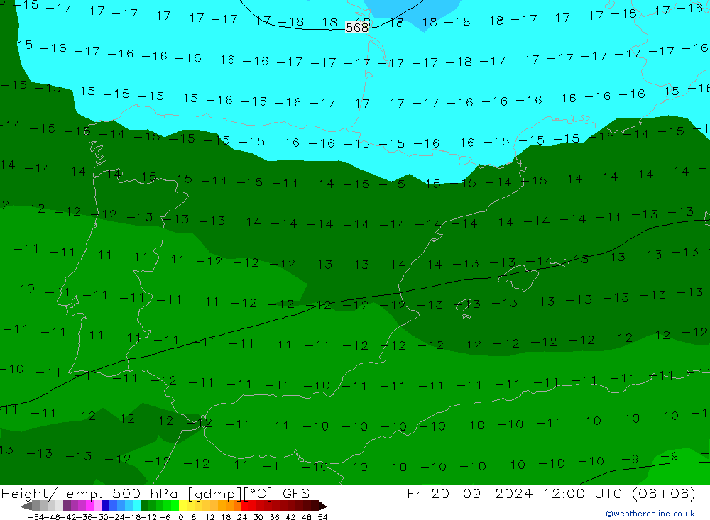 Height/Temp. 500 гПа GFS пт 20.09.2024 12 UTC