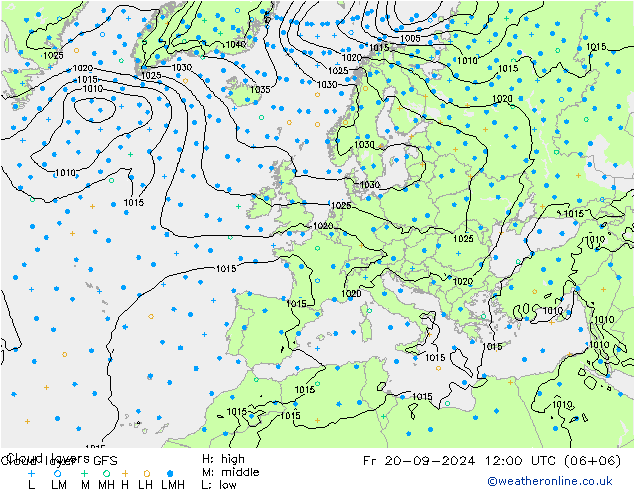 Cloud layer GFS Cu 20.09.2024 12 UTC