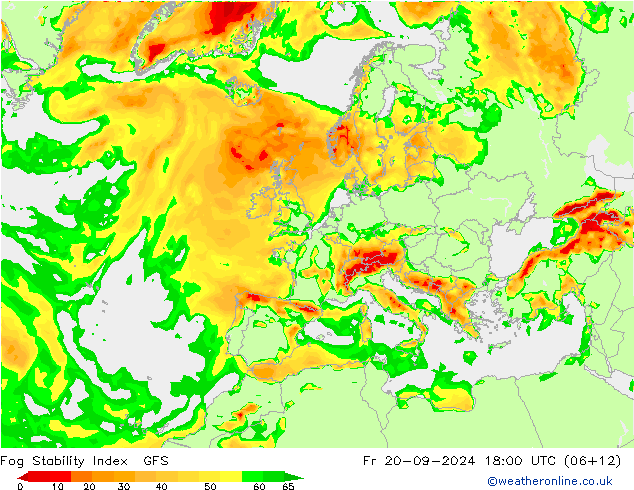 Fog Stability Index GFS Fr 20.09.2024 18 UTC