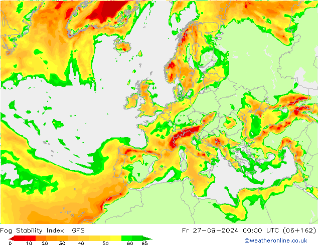 Fog Stability Index GFS пт 27.09.2024 00 UTC