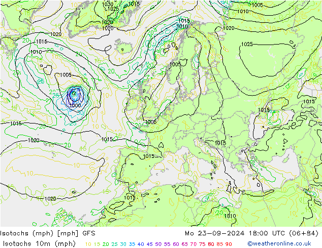 Isotachs (mph) GFS Seg 23.09.2024 18 UTC