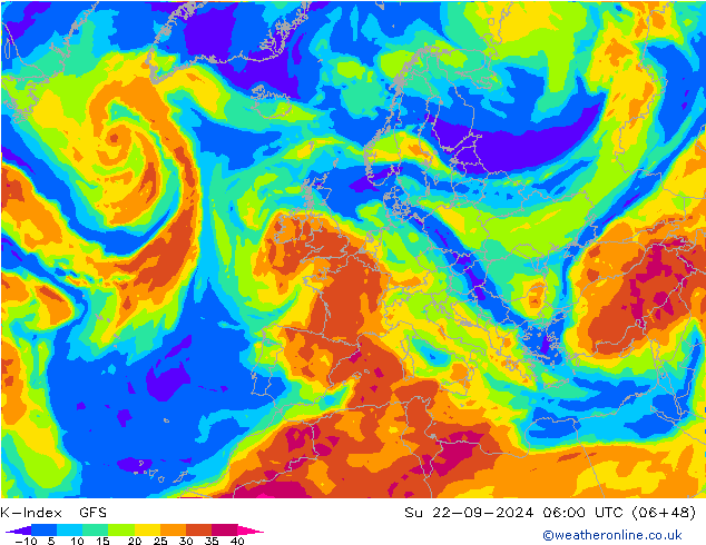 K-Index GFS Su 22.09.2024 06 UTC