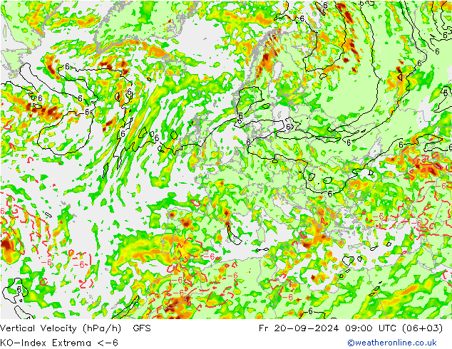 Convection-Index GFS ven 20.09.2024 09 UTC