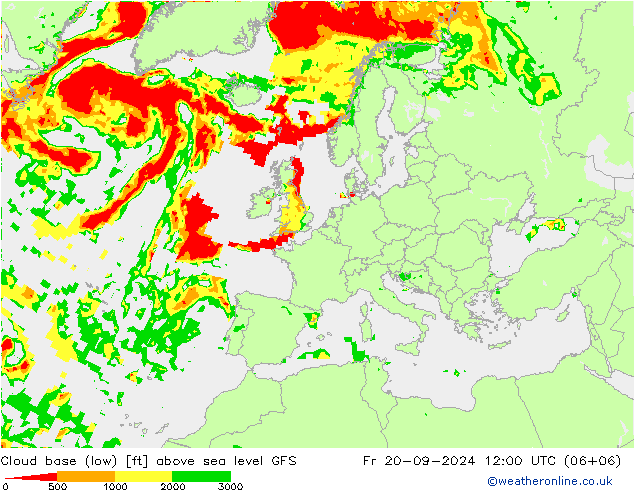 Wolkenbasis (Laag) GFS vr 20.09.2024 12 UTC