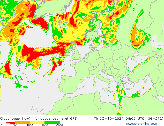 Cloud base (low) GFS чт 03.10.2024 06 UTC