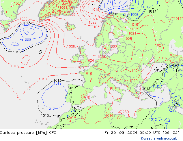 Bodendruck GFS Fr 20.09.2024 09 UTC