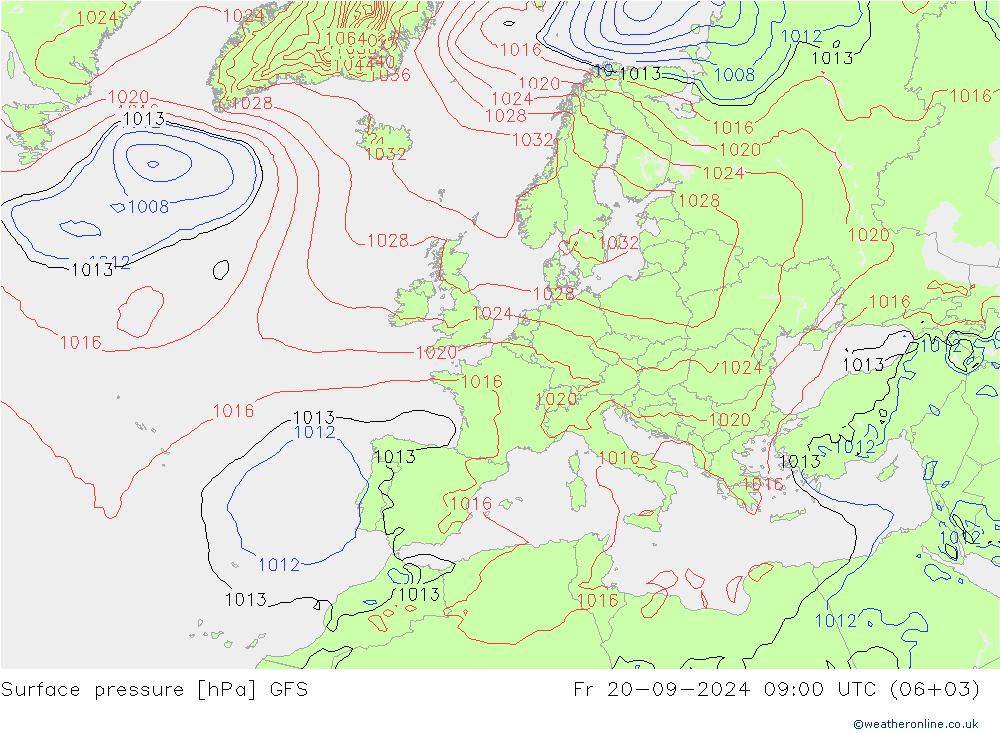 Bodendruck GFS Fr 20.09.2024 09 UTC