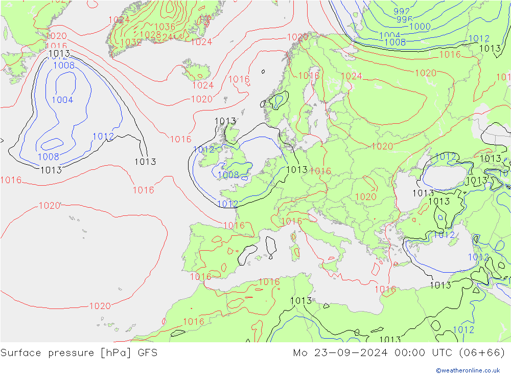 Surface pressure GFS Mo 23.09.2024 00 UTC