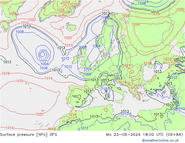 Surface pressure GFS Mo 23.09.2024 18 UTC