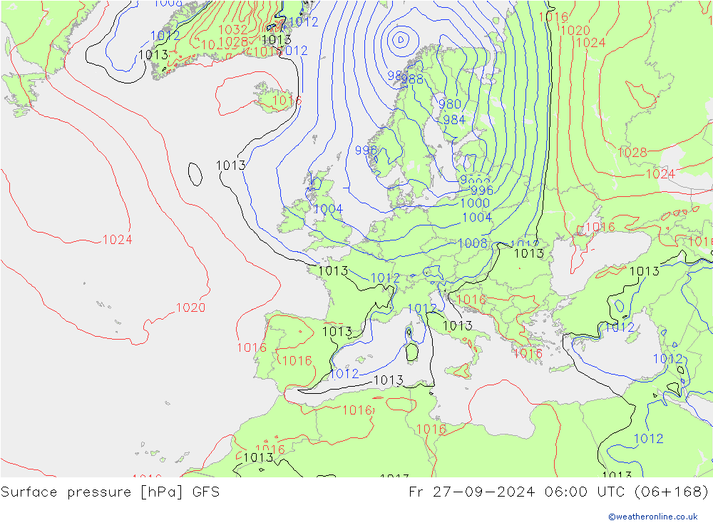 Bodendruck GFS Fr 27.09.2024 06 UTC