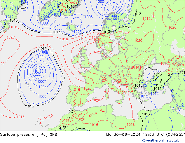 GFS: lun 30.09.2024 18 UTC