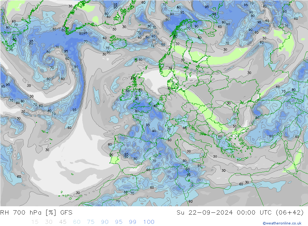 Humidité rel. 700 hPa GFS septembre 2024