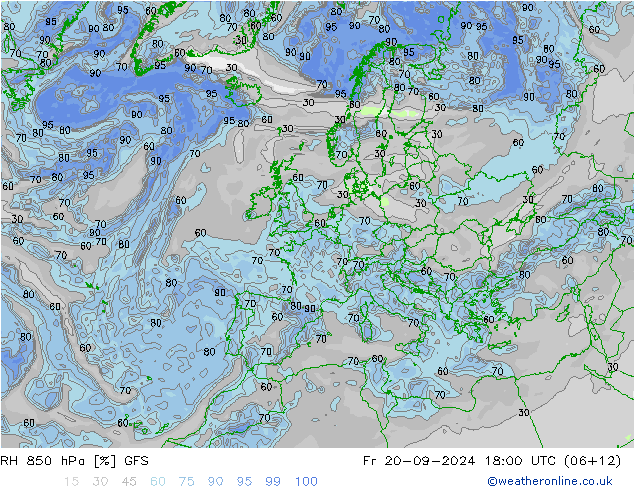 Humidité rel. 850 hPa GFS ven 20.09.2024 18 UTC