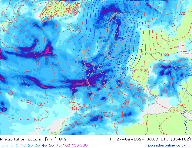 Nied. akkumuliert GFS Fr 27.09.2024 00 UTC