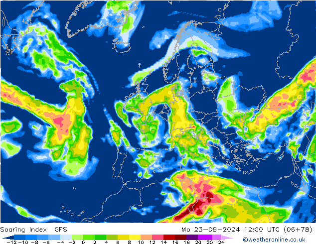 Soaring Index GFS пн 23.09.2024 12 UTC