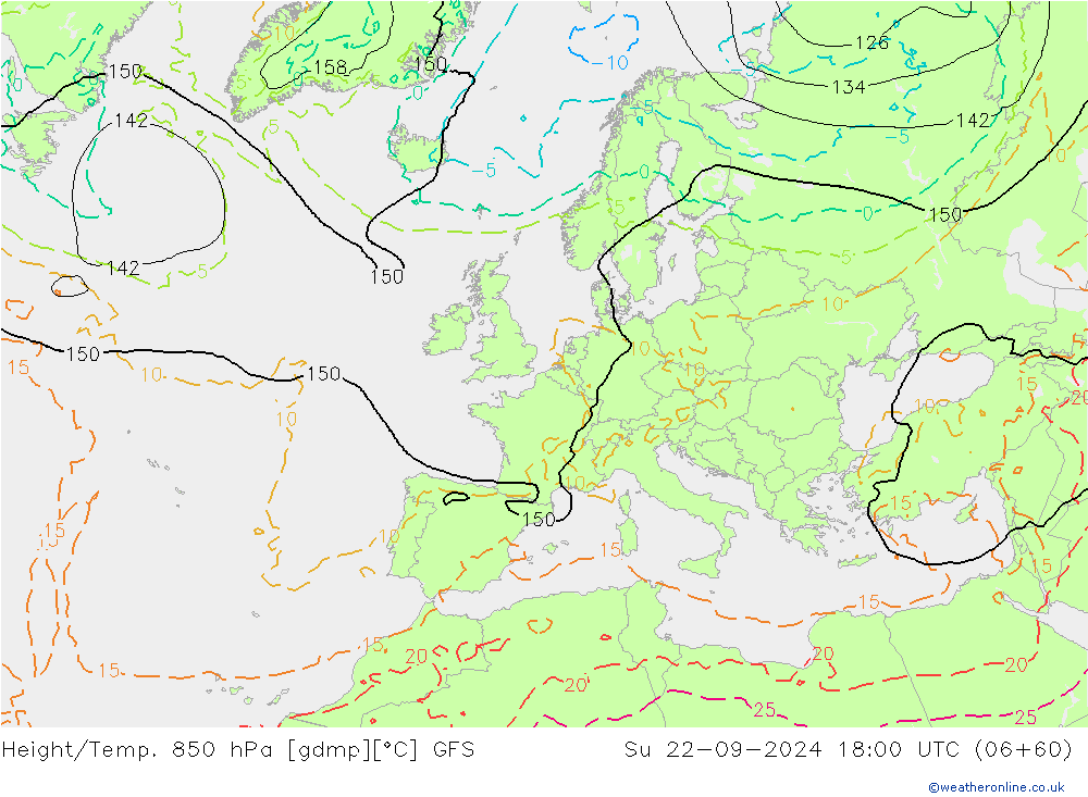 Z500/Rain (+SLP)/Z850 GFS Ne 22.09.2024 18 UTC