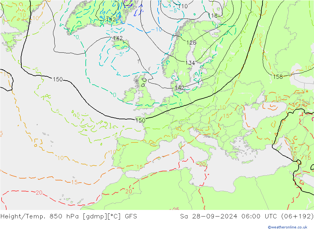 Z500/Rain (+SLP)/Z850 GFS сб 28.09.2024 06 UTC