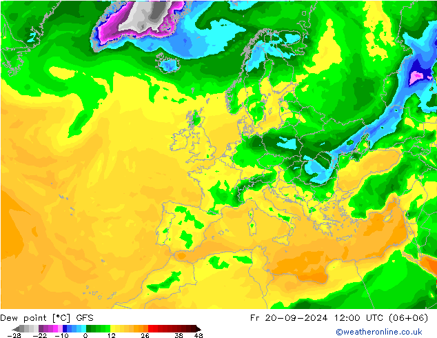 Punto de rocío GFS vie 20.09.2024 12 UTC