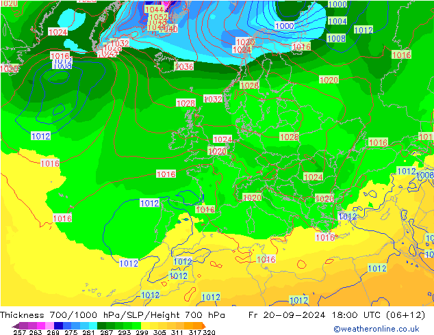 Thck 700-1000 hPa GFS ven 20.09.2024 18 UTC