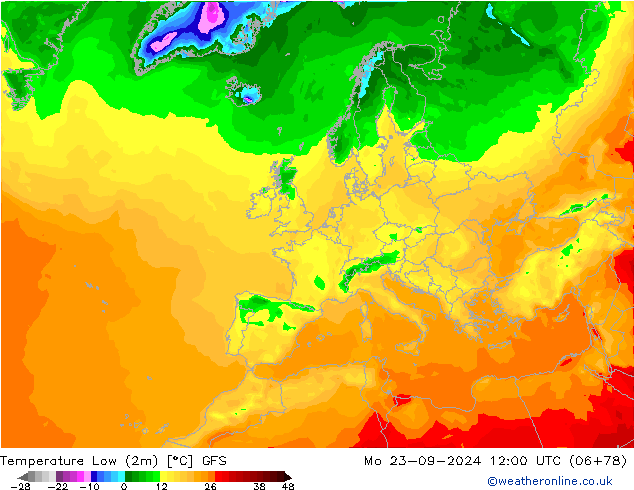 Tiefstwerte (2m) GFS Mo 23.09.2024 12 UTC