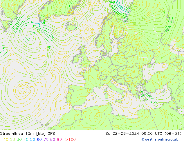 ветер 10m GFS Вс 22.09.2024 09 UTC