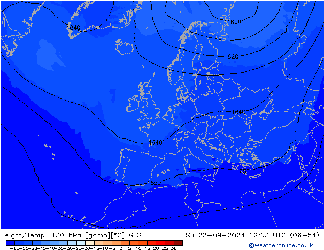 Height/Temp. 100 hPa GFS Ne 22.09.2024 12 UTC